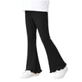 thumbnail image 1 of Ugoldhm Girls' Ruffle Hem Flared Leggings - Elastic Waist Ribbed Bell Bottom Pants 0-12 Years, 1 of 7