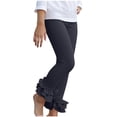 thumbnail image 1 of Ugoldhm Girls' Ruffle Hem Leggings High Waist Stretch Flared Pants with Double Layer Ruffles for Ages 3-12, 1 of 8