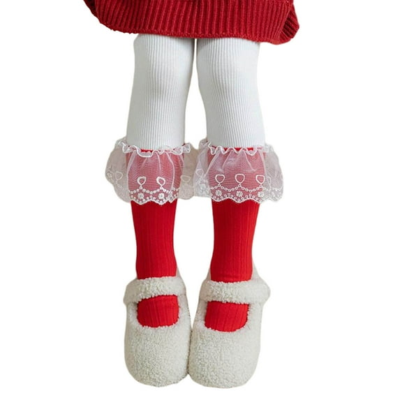 Ugoldhm Girls Ruffle Lace Socks, Breathable Under Knee Socks for 3-10 Years, Elegant Cute Outfits