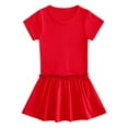 thumbnail image 1 of Ugoldhm Girls Short Sleeve Dresses Summer Cotton Casual Pleated Solid A-Line Crew Neck Dress 1-10 Years, 1 of 2