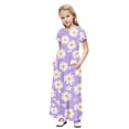 thumbnail image 1 of Ugoldhm Girls Short Sleeve Maxi Dress with Pockets - Printed Casual Summer Shirt Dress for 4-13 Years, 1 of 8