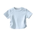 thumbnail image 1 of Ugoldhm Girls' Side Ruched Crew Neck T-Shirt Short Sleeve Cotton Cropped Tee Sizes 12M-11 Years, 1 of 6