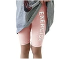 thumbnail image 1 of Ugoldhm Girls Slim Bike Shorts - Letter Print Stretch Elastic Waist Athletic Shorts for 4-14 Years, 1 of 6