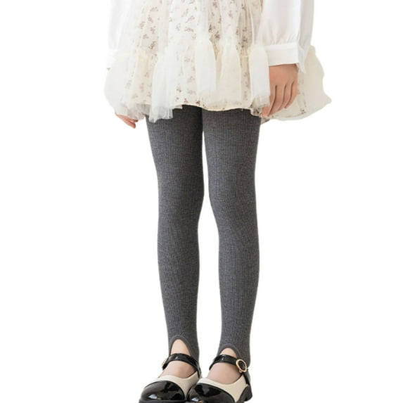 Ugoldhm Girls Slim Fit Stirrup Pants - High Waist Breathable Basic Full Length Tights for 1-13 Years