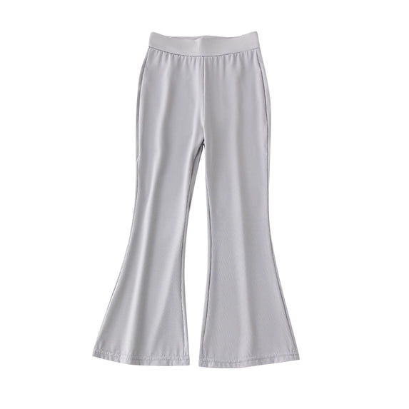 Ugoldhm Girls' Solid Color Bell Bottom Pants - Elastic Waist Stretch Flared Leggings for 3-13 Years