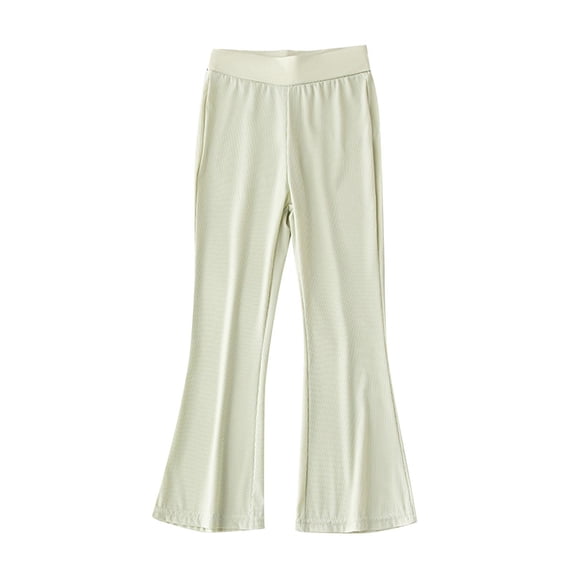 Ugoldhm Girls' Solid Color Bell Bottom Pants - Elastic Waist Stretch Flared Leggings for 3-13 Years