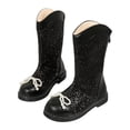 thumbnail image 1 of Ugoldhm Girls Sparkly Knee Length Boots Pearl Patent Leather Flats Fashion Party Performance Boots, 1 of 8