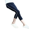 thumbnail image 1 of Ugoldhm Girls Striped Capris Casual Cotton Slim Pant Summer Stretchable Cropped Leggings Size 3-14, 1 of 3