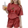 thumbnail image 1 of Ugoldhm Girls' Summer 2-Piece Set Fruit Print Short Sleeve T-Shirt and Shorts, Daily Wear for 3-14 Years, 1 of 6