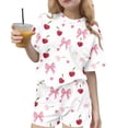 thumbnail image 1 of Ugoldhm Girls' Summer 2-Piece Set, Short Sleeve T-Shirt and Shorts, 3-15 Years Clothes, Flower Fruit Print, 1 of 8