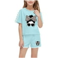 thumbnail image 1 of Ugoldhm Girls Summer T-Shirt and Shorts Set Relaxed Plaid Short Sleeve Crew Neck Outfit Sets Size 5-14, 1 of 8