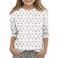 thumbnail image 1 of Ugoldhm Girls T Shirts Round Neck 3/4 Sleeves Casual Kids Tees Summer Fall Shirts Sizes 3-12, 1 of 6