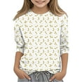 thumbnail image 1 of Ugoldhm Girls T Shirts Round Neck 3/4 Sleeves Casual Kids Tees Summer Fall Shirts Sizes 3-12, 1 of 6