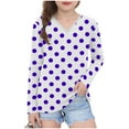 thumbnail image 1 of Ugoldhm Girls Tees Polka Dot V Neck Tunic Fashion Tops Fall Long Sleeve Shirts Sizes 3-13, 1 of 8