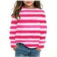 thumbnail image 1 of Ugoldhm Girls Tees Round Neck Striped Tunic Tops Fall Loose Fit Shirts Sizes 3-14, 1 of 4