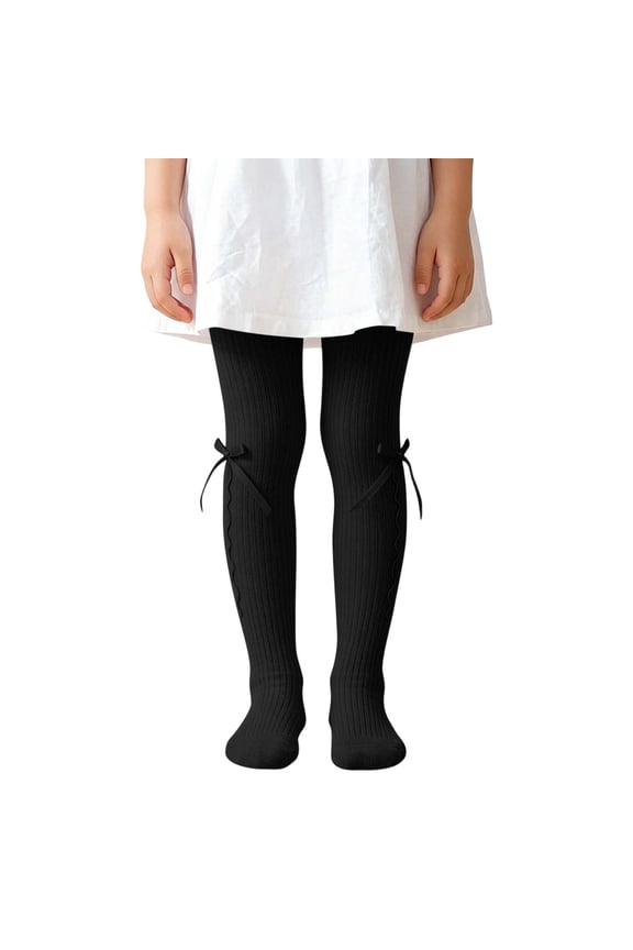 Girls Vertical Ribbed Knit Footed Tights Soft Stretch Solid Color Kids Ballet Pantyhose 2-7Y