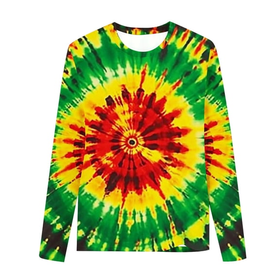 Ugoldhm Girls and Boys Tees Round Neck Fashion Tie Dye Long Sleeve Tops Kids Casual Fall Shirts