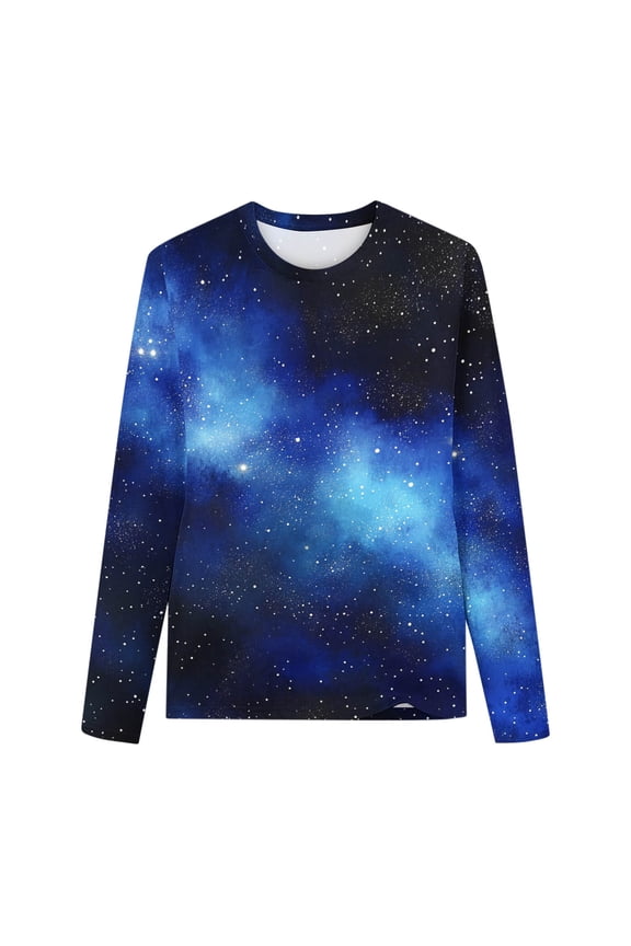Girls and Boys Tops Long Sleeve Round Neck Fashion Stars Graphic Shirts Fall Casual Tees