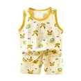 thumbnail image 1 of Ugoldhm Kid Toddler Girl Clothing Comfy Cotton Crew Neck Tank Top and Shorts Set Casual Outfits,Yellow,6 Months-8 Years, 1 of 3