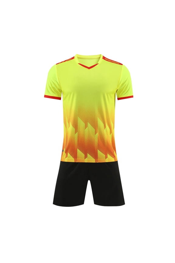 Kids 2-Piece Soccer Jersey Set – V-Neck Short Sleeve Shirt & Athletic Shorts Breathable Performance Outfit