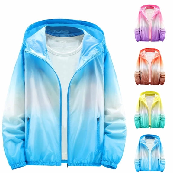 Ugoldhm Kids Active Zip Up Hoodie Long Sleeve Girls Ultralight Summer Jacket Cooling Sun Protection Thin Tops Size 9-15