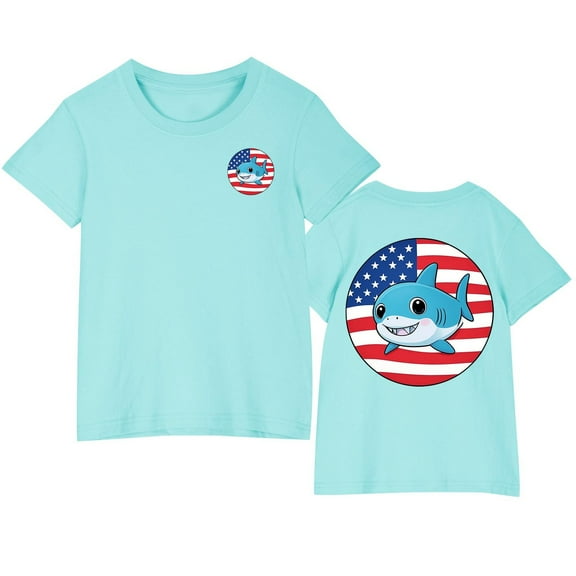 Ugoldhm Kids Cotton T-Shirts Boys Girls Clothing Fourth of July Short Sleeve Tees Summer Fashion Tops Size 3-10