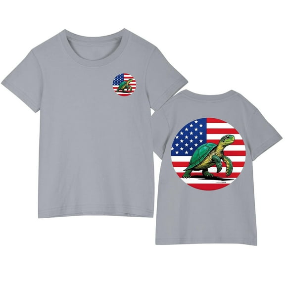 Ugoldhm Kids Cotton T-Shirts Boys Girls Clothing Fourth of July Tees Short Sleeve Summer Fashion Tops Size 3-10