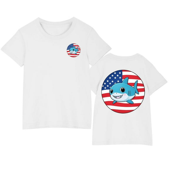 Ugoldhm Kids Cotton T-Shirts Boys Girls Clothing Fourth of July Tees Short Sleeve Summer Fashion Tops Size 3-10