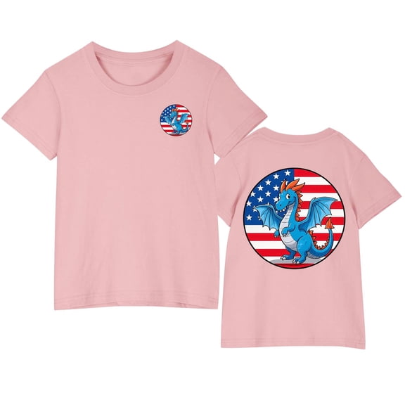 Ugoldhm Kids Cotton T-Shirts Boys Girls Clothing Fourth of July Tees Short Sleeve Summer Fashion Tops Size 3-10