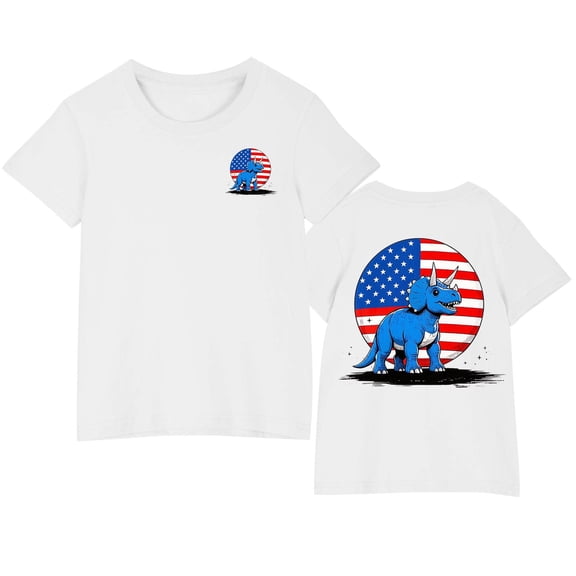 Ugoldhm Kids Cotton T-Shirts Boys Girls Clothing Short Sleeve Tees Fourth of July Summer Fashion Tops Size 3-10