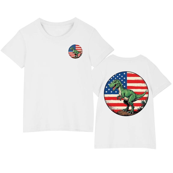 Ugoldhm Kids Cotton T-Shirts Boys Girls Clothing Tees Fourth of July Short Sleeve Summer Fashion Tops Size 3-10