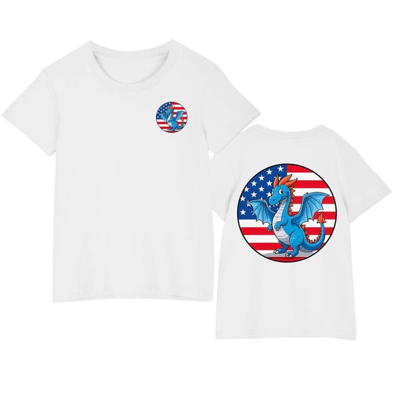 Ugoldhm Kids Cotton T-Shirts Boys Girls Clothing Tees Short Sleeve Fourth of July Summer Fashion Tops Size 3-10