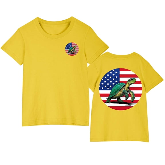 Ugoldhm Kids Cotton T-Shirts Boys Girls Clothing Tees Short Sleeve Fourth of July Summer Fashion Tops Size 3-10
