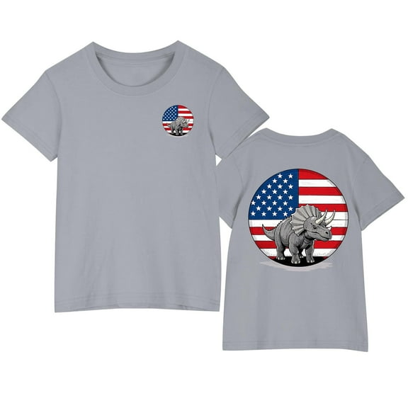 Ugoldhm Kids Cotton T-Shirts Boys Girls Clothing Tees Short Sleeve Fourth of July Summer Fashion Tops Size 3-10