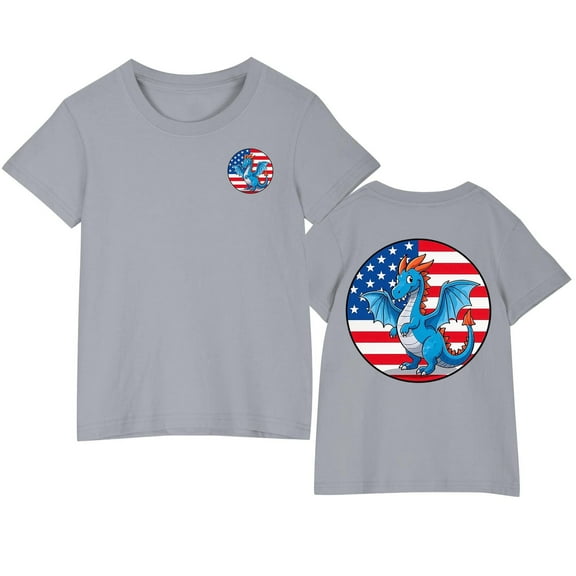 Ugoldhm Kids Cotton T-Shirts Boys Girls Clothing Tees Short Sleeve Fourth of July Summer Fashion Tops Size 3-10