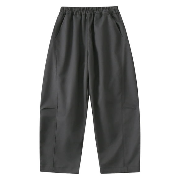 Ugoldhm Kids Fall Casual Joggers - Elastic Waist Wide Leg Baggy Trousers with Pockets, Fall Spring Pants