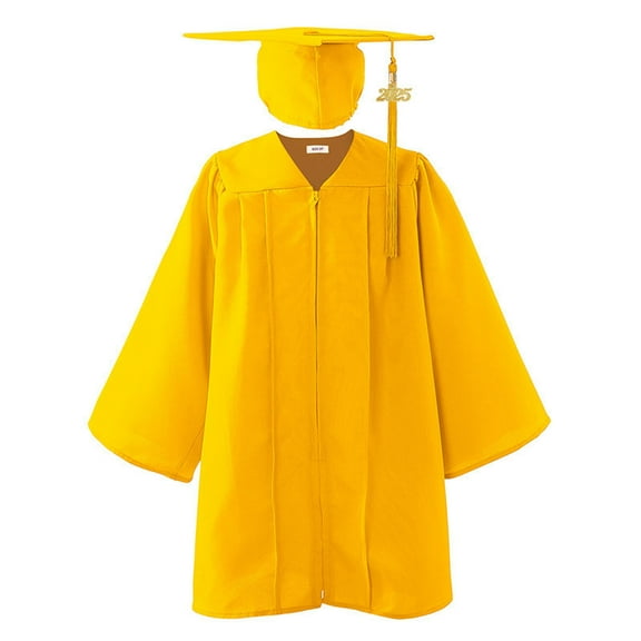 Ugoldhm Kids Graduation Gown Tassel Cap Shiny Half Zip Pullover Tops Sizes 3-12