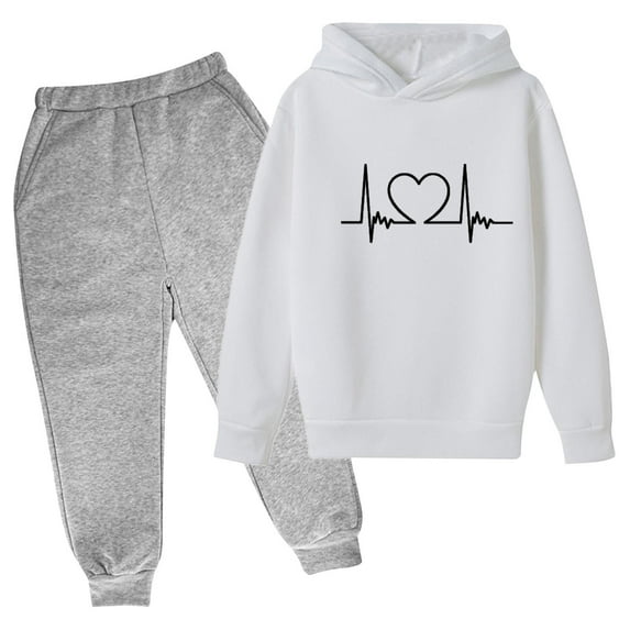 Ugoldhm Kids Hoodie and Jogger Set Fashion Graphic Loose Activewear Fall Winter Sportswear 3-14 Years