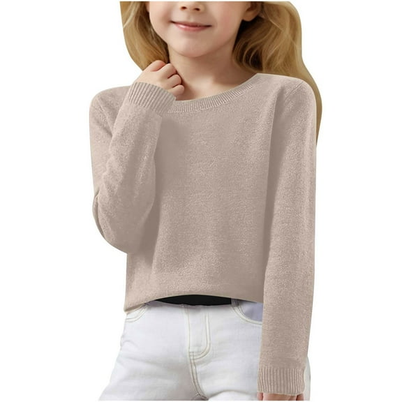 Ugoldhm Kids Knit Sweaters Crewneck Long Sleeve Soft Shirt Fall Winter Tops for Boys Girls 6-15 Years