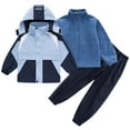 thumbnail image 1 of Ugoldhm Kids Outfits Set Windbreaker Rain Jacket Fleece Full Zip Shirt and Jogger Winter Warm 3 Piece Set, 1 of 3