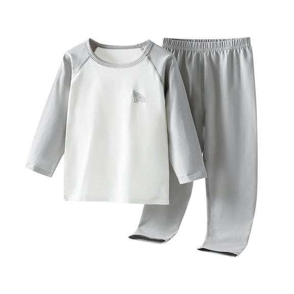 Ugoldhm Kids Pajama Set Raglan Color Block Top and Pant Long Johns Cotton Comfy Outfits Set 3-15 Years