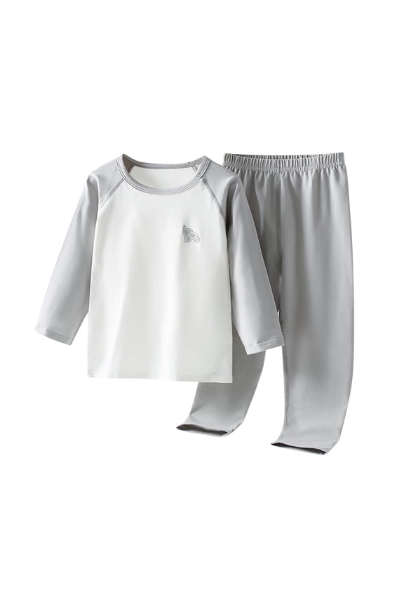 Kids Pajama Set Raglan Color Block Top and Pant Long Johns Cotton Comfy Outfits Set 3-15 Years