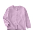thumbnail image 1 of Ugoldhm Kids Solid Crew Neck Button‑Front Knit Cardigan, Long Sleeve Ribbed Trim Soft Casual Sweater Outerwear, 1 of 6