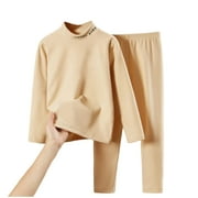 UGOLDHM Kids Winter Thermal Pajama Set Mock Neck Long Sleeve Sweatshirt and Pant Loungewear Sleepwear