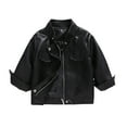 thumbnail image 1 of Ugoldhm Little Boys Leather Jacket Zip Up Fall Winter Coat Toddlers and Kids Cool Outerwear, 1 of 8