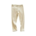 thumbnail image 1 of Ugoldhm Little Girls Cotton Ribbed Leggings - Lace Trim Ruffle Footless Stocking Pants, 1 of 3