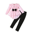 thumbnail image 1 of Ugoldhm Little Girls Fashion Outfits Set Lapel Peplum Shirt and Plain Pant Fall Cute 2 Piece Set, 1 of 8