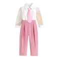 thumbnail image 1 of Ugoldhm Little Girls Fashion Suit Set Mesh Sleeve T Shirt, Pink Tie and Pleated Pant Cute Dressy Clothes, 1 of 8
