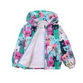 thumbnail image 1 of Ugoldhm Little Girls Fleece Lined Jacket Hooded Floral Printed Coat Zip Up Fall Fashion Outerwear, 1 of 7