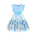 thumbnail image 1 of Ugoldhm Little Girls Flutter Short Sleeves Dresses Casual Crew Neck A-Line Dress Summer Girl Clothes Size 3-8, 1 of 6